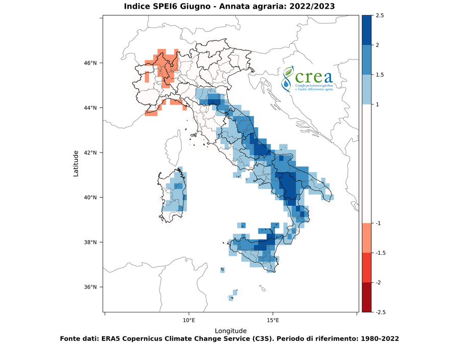 Figura 9 - SPEI a 6 mesi (a) - giugno 2023
