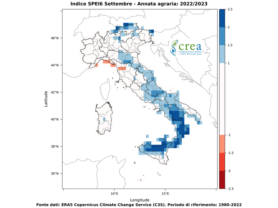 Figura 9 - SPEI a 6 mesi (a) - settembre 2023
