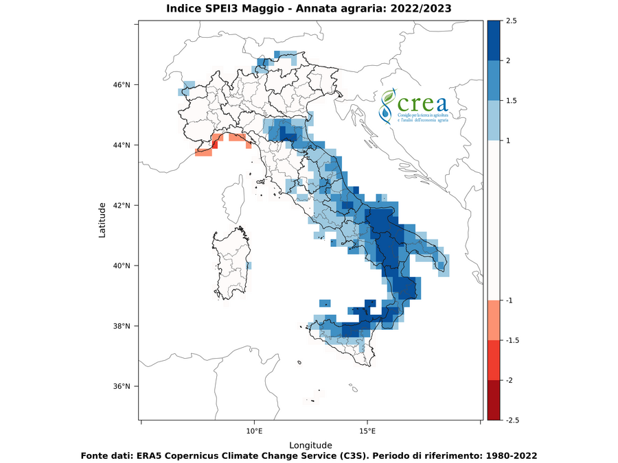 Figura 9 - SPEI a 3 mesi (b) - maggio 2023