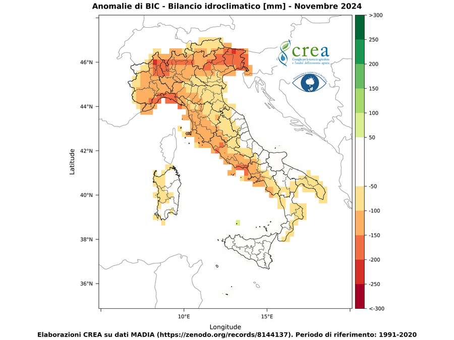 Figura 8 - Bilancio idroclimatico anomalia (b) - ottobre 2024